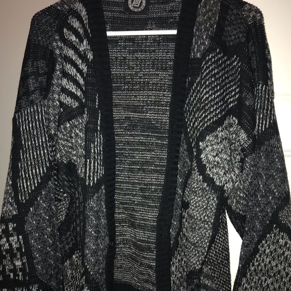 Black and white thick cardigan